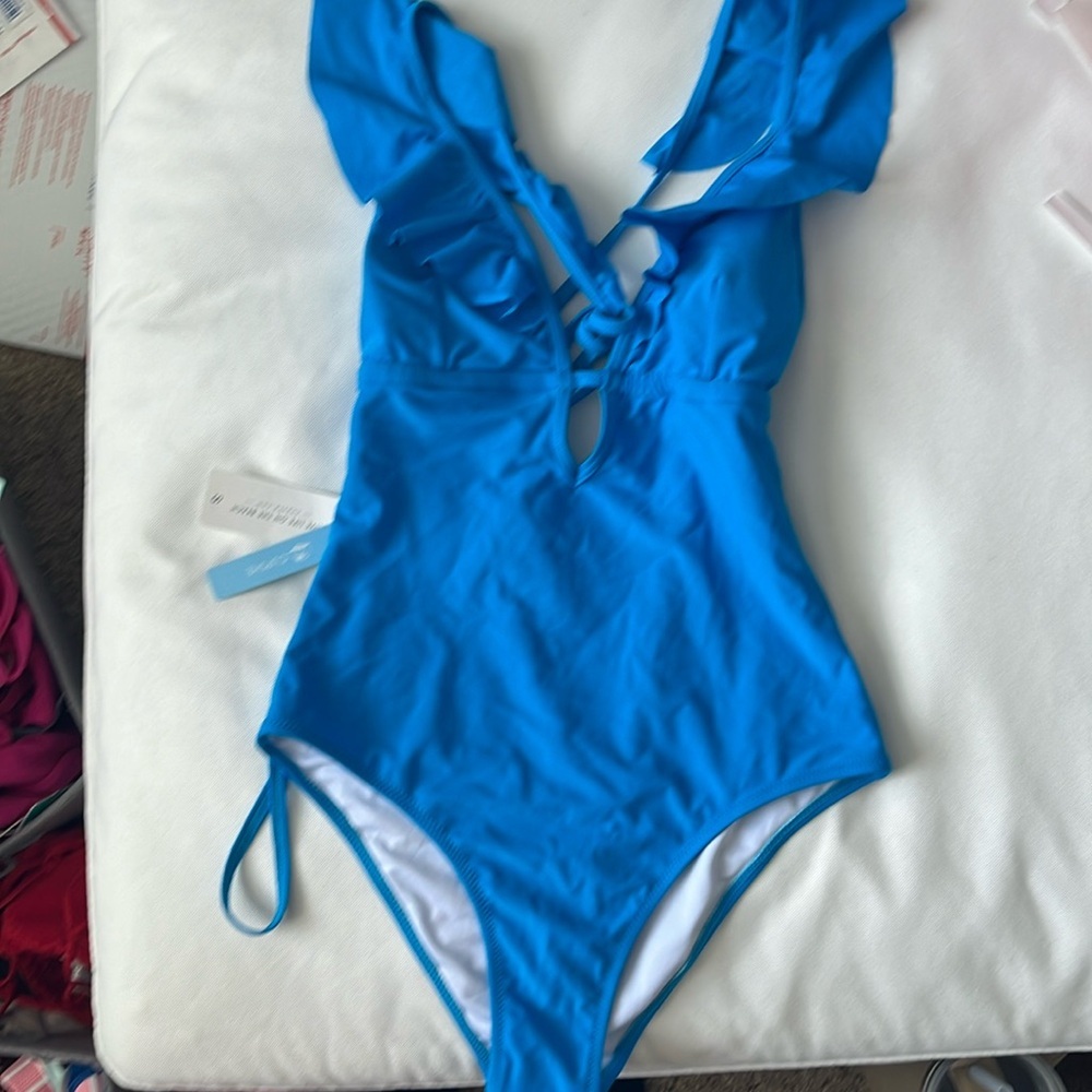 Cupshe Blue Ruffle One-Piece, NWT
